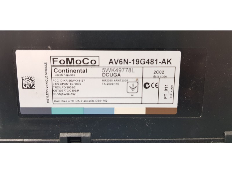 Recambio de modulo electronico para ford c-max titanium referencia OEM IAM AV6N19G481AK  