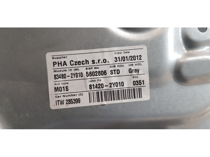 Recambio de elevalunas trasero derecho para hyundai ix35 classic 2wd referencia OEM IAM 834802Y010   Recambio de elevalunas trasero derecho para hyundai ix35 classic 2wd referencia OEM IAM 834802Y010