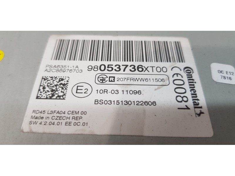 Recambio de sistema audio / radio cd para peugeot 5008 active referencia OEM IAM 98053736XT   Recambio de sistema audio / radio cd para peugeot 5008 active referencia OEM IAM 98053736XT