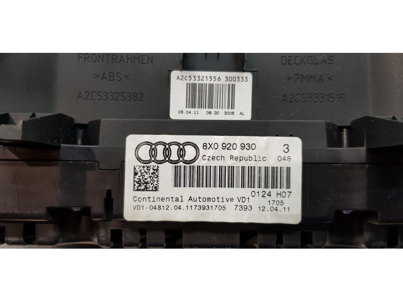 Recambio de cuadro instrumentos para audi a1 (8x) attraction referencia OEM IAM 8X0920930   Recambio de cuadro instrumentos para audi a1 (8x) attraction referencia OEM IAM 8X0920930