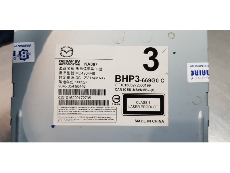 Recambio de sistema audio / radio cd para mazda 3 lim. () luxury referencia OEM IAM BHP3669G0C  