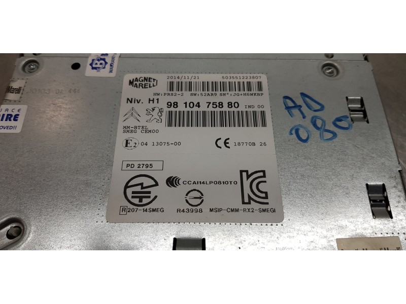 Recambio de sistema audio / radio cd para peugeot 508 active referencia OEM IAM 9810475880   Recambio de sistema audio / radio cd para peugeot 508 active referencia OEM IAM 9810475880