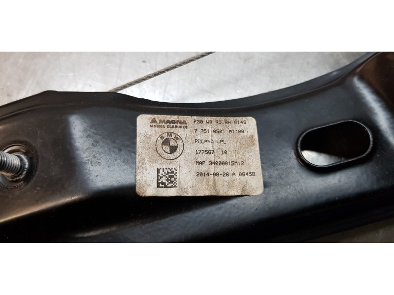 Recambio de elevalunas trasero derecho para bmw serie 3 touring (f31) 318d referencia OEM IAM 7351050  