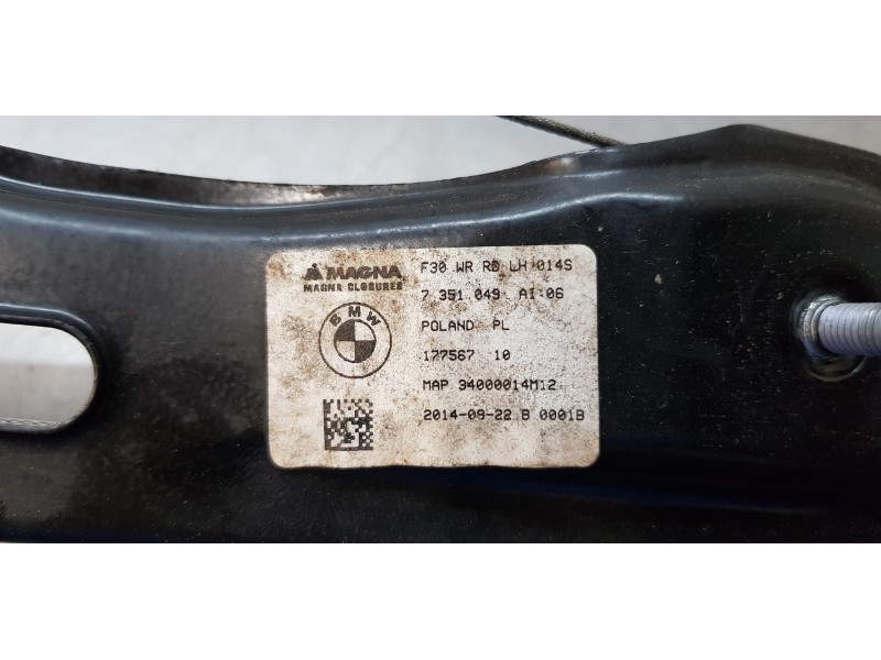 Recambio de elevalunas trasero izquierdo para bmw serie 3 touring (f31) 318d referencia OEM IAM 7351049  