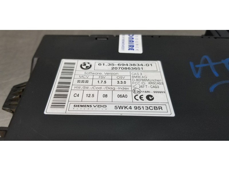Recambio de modulo electronico para bmw serie 1 berlina (e81/e87) 118d referencia OEM IAM 61356943834   Recambio de modulo electronico para bmw serie 1 berlina (e81/e87) 118d referencia OEM IAM 61356943834