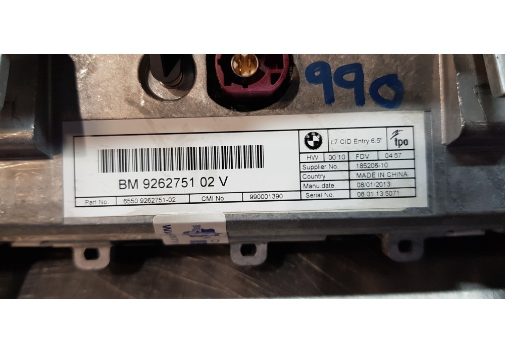 Recambio de pantalla multifuncion para bmw serie 1 lim. (f20) 118d xdrive referencia OEM IAM 65509262751 9262751 