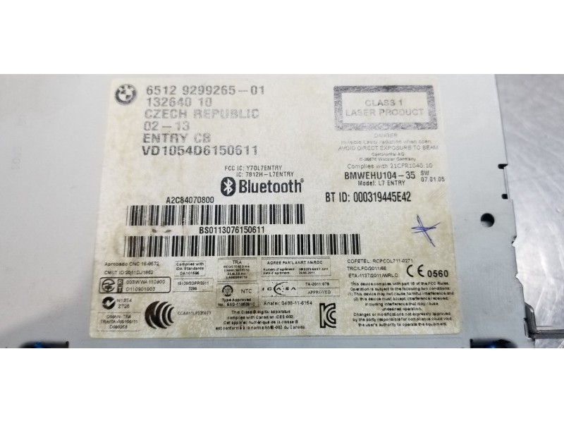 Recambio de sistema audio / radio cd para bmw serie 1 lim. (f20) 118d xdrive referencia OEM IAM 65129299265  