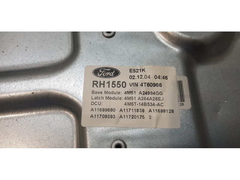 Recambio de elevalunas trasero derecho para ford focus berlina (cap) ghia referencia OEM IAM 3M51R27000DA   Recambio de elevalunas trasero derecho para ford focus berlina (cap) ghia referencia OEM IAM 3M51R27000DA