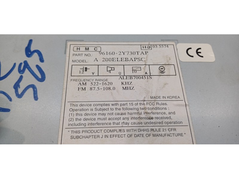 Recambio de sistema audio / radio cd para hyundai ix35 style 2wd referencia OEM IAM 961602Y730TAP  