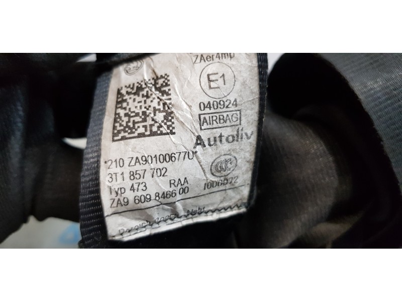 Recambio de cinturon seguridad delantero derecho para skoda superb combi (3t5) ambition referencia OEM IAM 3T1857702   Recambio de cinturon seguridad delantero derecho para skoda superb combi (3t5) ambition referencia OEM IAM 3T1857702