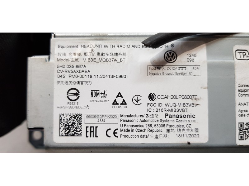 Recambio de pantalla multifuncion para volkswagen caddy furgón/kombi kasten bmt referencia OEM IAM 5H0035867A   Recambio de pantalla multifuncion para volkswagen caddy furgón/kombi kasten bmt referencia OEM IAM 5H0035867A