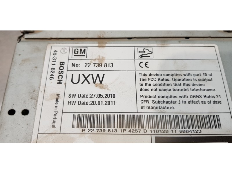 Recambio de sistema audio / radio cd para opel astra j lim. cosmo referencia OEM IAM 22739813  