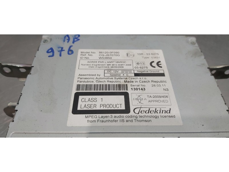 Recambio de sistema audio / radio cd para toyota verso active referencia OEM IAM 861200F090   Recambio de sistema audio / radio cd para toyota verso active referencia OEM IAM 861200F090