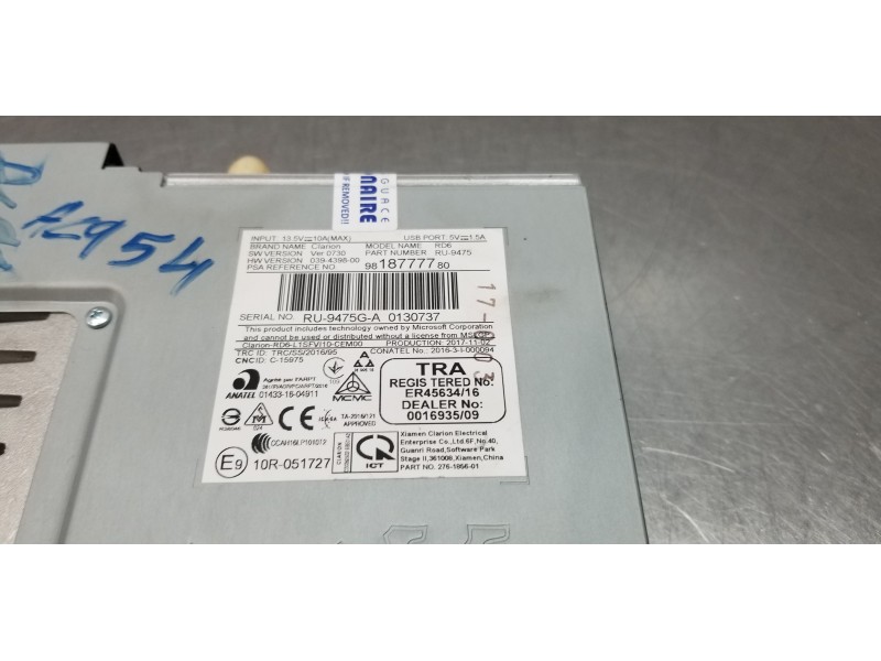 Recambio de sistema audio / radio cd para peugeot 308 sw access referencia OEM IAM 9818777780   Recambio de sistema audio / radio cd para peugeot 308 sw access referencia OEM IAM 9818777780