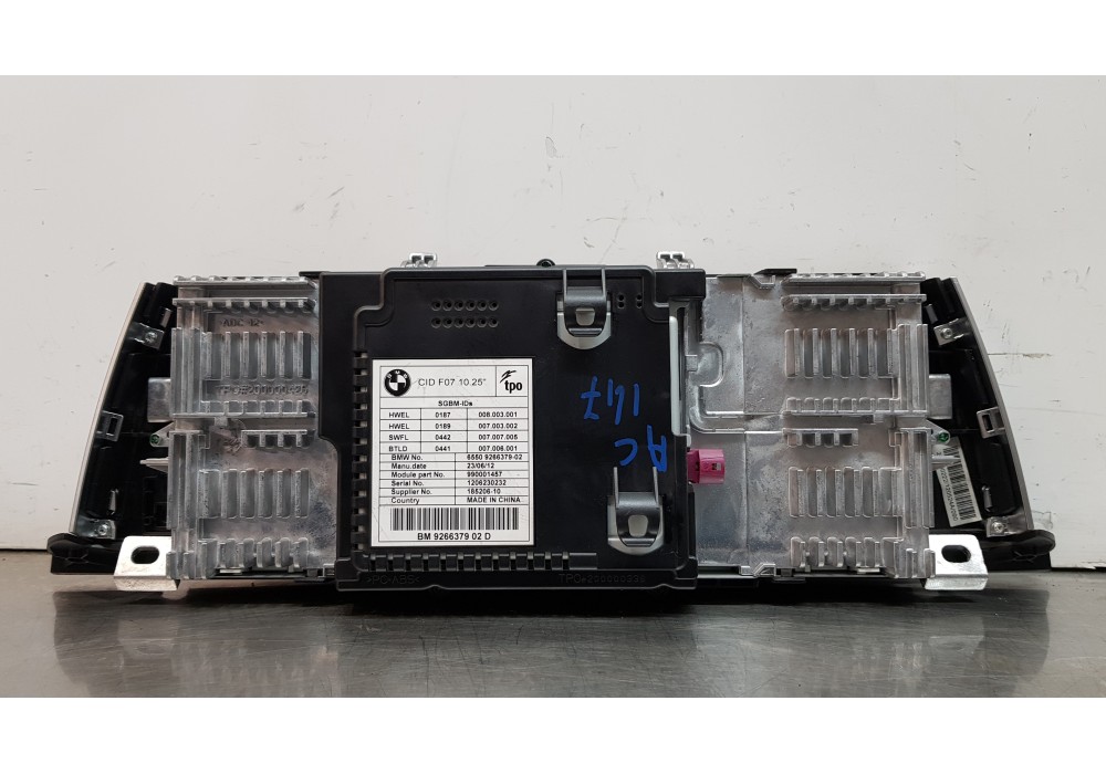 Recambio de pantalla multifuncion para bmw serie 5 gran turismo (f07) 530d xdrive referencia OEM IAM 65509266379  