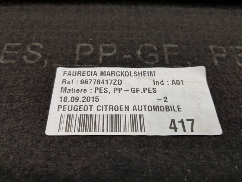 Recambio de bandeja trasera para peugeot 308 thp referencia OEM IAM 96776417ZD   Recambio de bandeja trasera para peugeot 308 thp referencia OEM IAM 96776417ZD