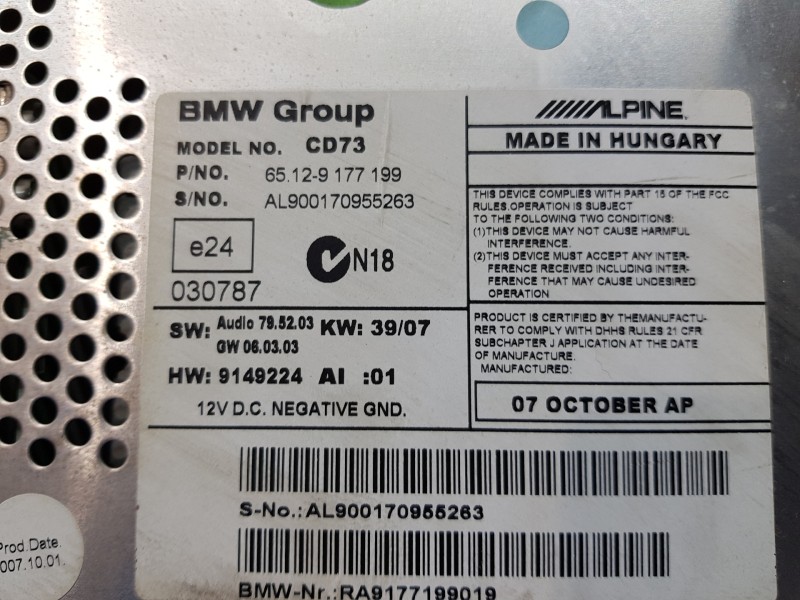 Recambio de sistema audio / radio cd para bmw serie 1 coupe (e82) 123d referencia OEM IAM 65129177199   Recambio de sistema audio / radio cd para bmw serie 1 coupe (e82) 123d referencia OEM IAM 65129177199