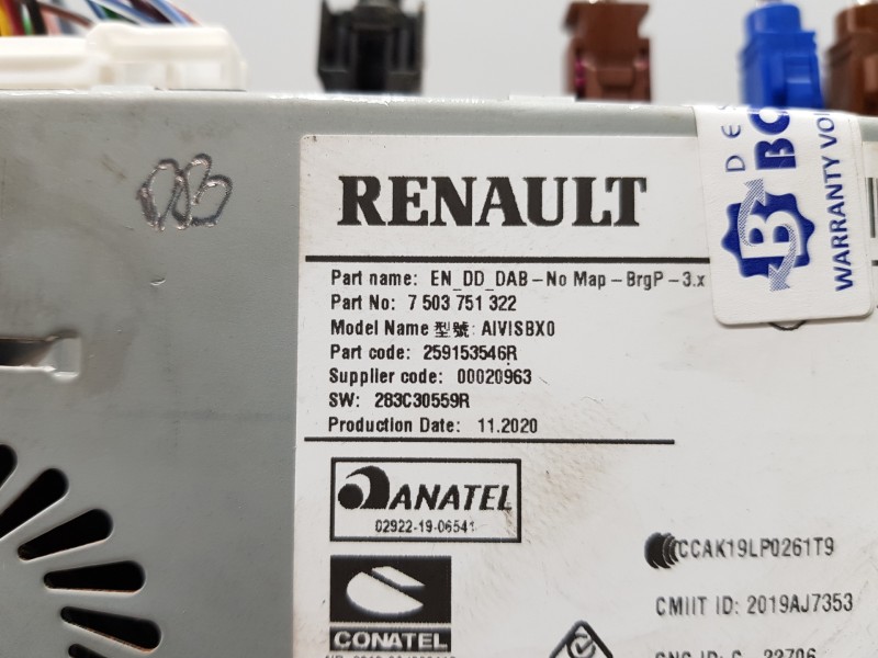 Recambio de sistema audio / radio cd para renault megane iv berlina 5p fastback referencia OEM IAM 259153546R   Recambio de sistema audio / radio cd para renault megane iv berlina 5p fastback referencia OEM IAM 259153546R