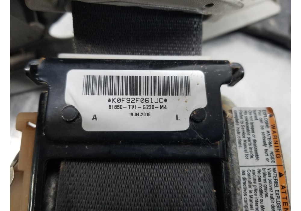 Recambio de cinturon seguridad delantero izquierdo para honda civic lim.4 (fb) navi pack referencia OEM IAM 81850TV1G220M4 81850 Recambio de cinturon seguridad delantero izquierdo para honda civic lim.4 (fb) navi pack referencia OEM IAM 81850TV1G220M4 81850