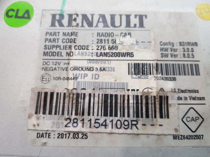 Recambio de pantalla multifuncion para renault captur techno referencia OEM IAM 281154109R   Recambio de pantalla multifuncion para renault captur techno referencia OEM IAM 281154109R