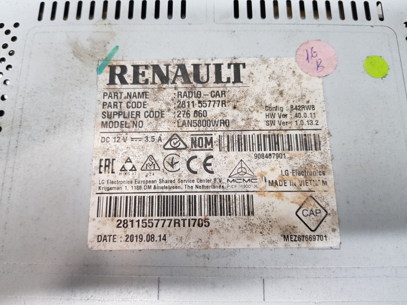 Recambio de sistema audio / radio cd para renault captur techno referencia OEM IAM 281155777R  