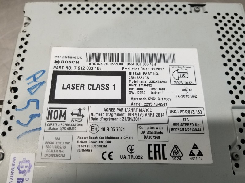 Recambio de pantalla multifuncion para nissan pulsar (c13) fastback referencia OEM IAM 259153ZL0B  