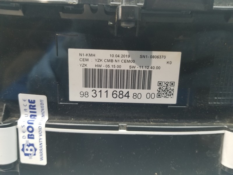 Recambio de cuadro instrumentos para peugeot expert furgón caja cerrada referencia OEM IAM 9831168480  