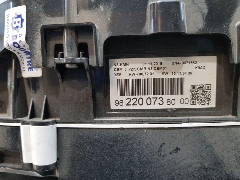 Recambio de cuadro instrumentos para citroen berlingo talla m referencia OEM IAM 9822007380  