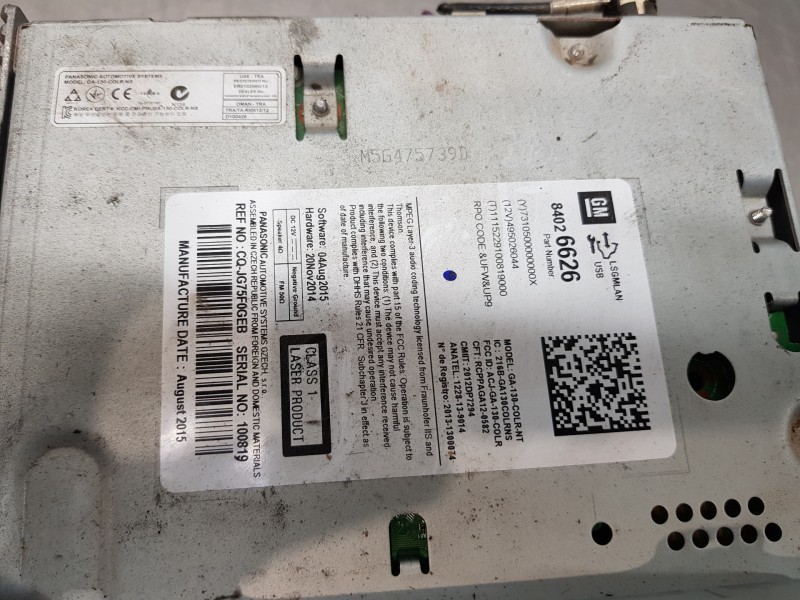 Recambio de sistema audio / radio cd para opel zafira tourer c referencia OEM IAM 84026626  