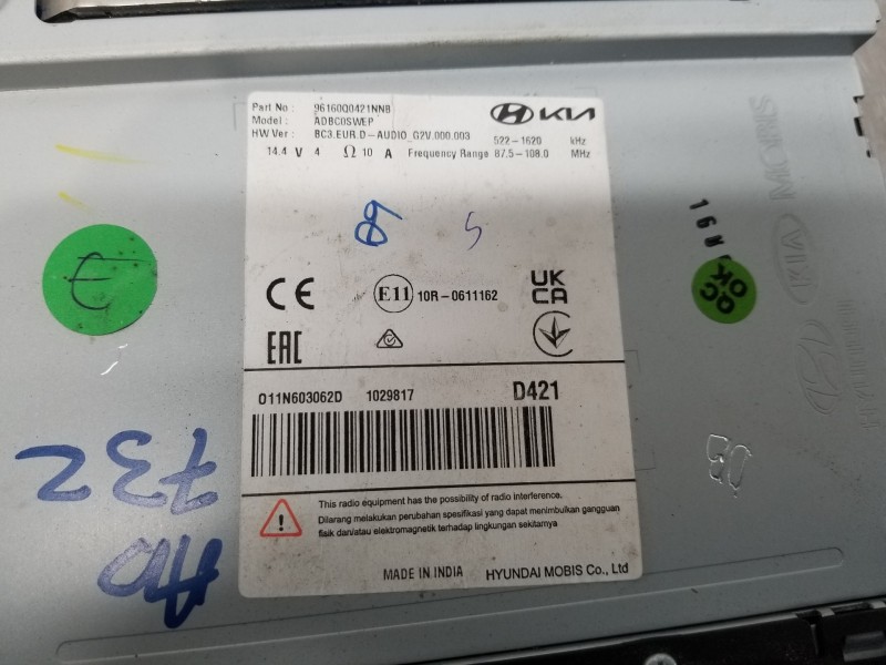 Recambio de pantalla multifuncion para hyundai bayon hybrid referencia OEM IAM 96160Q0421NNB   Recambio de pantalla multifuncion para hyundai bayon hybrid referencia OEM IAM 96160Q0421NNB