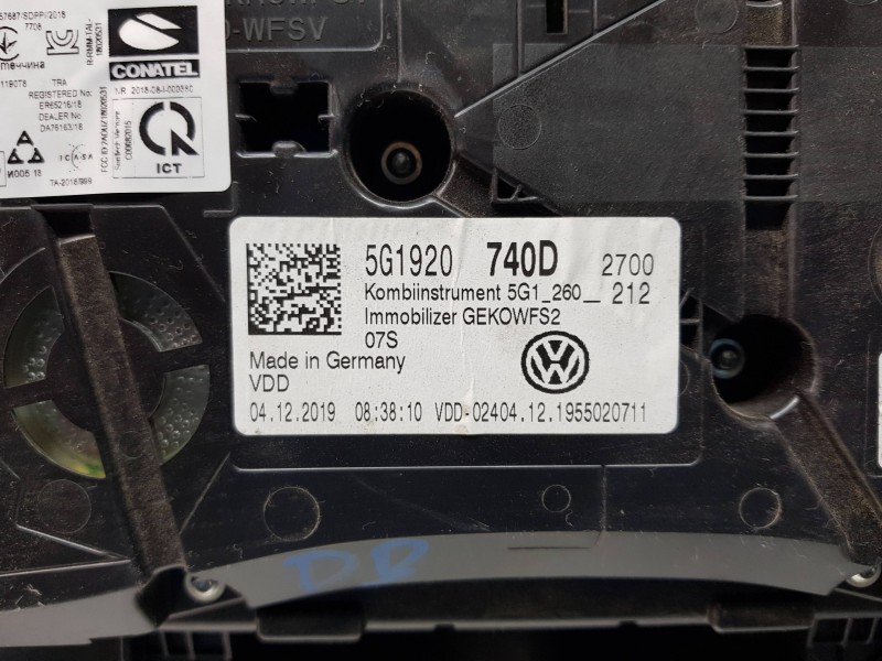 Recambio de cuadro instrumentos para volkswagen golf vii lim. (bq1) bluemotion referencia OEM IAM 5G1920740D  