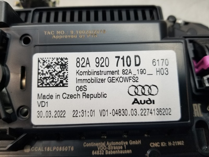 Recambio de cuadro instrumentos para audi a1 sportback (gba) ego referencia OEM IAM 82A920710D A3C0780790201 