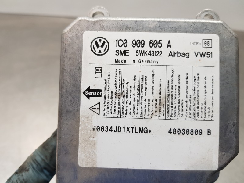 Recambio de centralita airbag para volkswagen t5 transporter/furgoneta kombi referencia OEM IAM 1C0909605A 5WK43122 