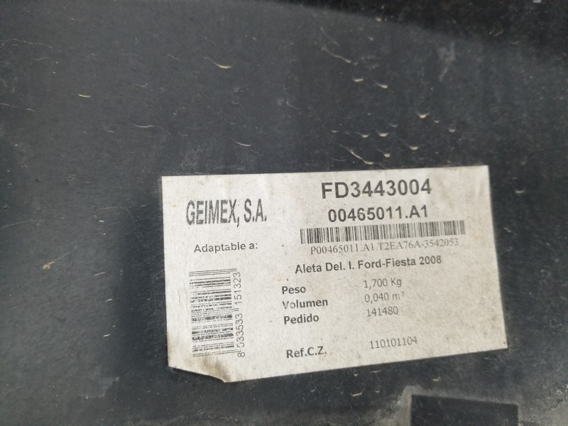 Recambio de aleta delantera izquierda para ford fiesta (cb1) active referencia OEM IAM 1777181 C1BBA16016AA 