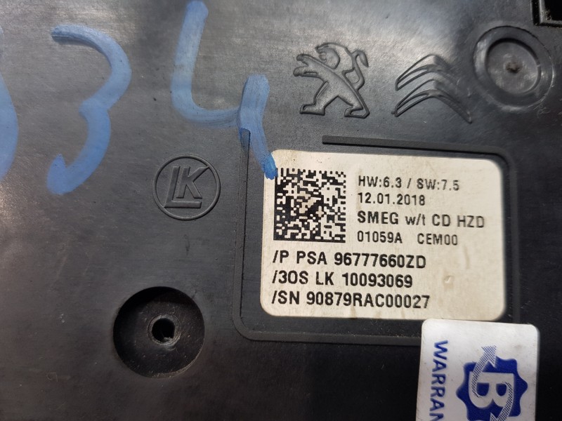 Recambio de mando climatizador para peugeot 308 sw allure referencia OEM IAM 96777660ZD  