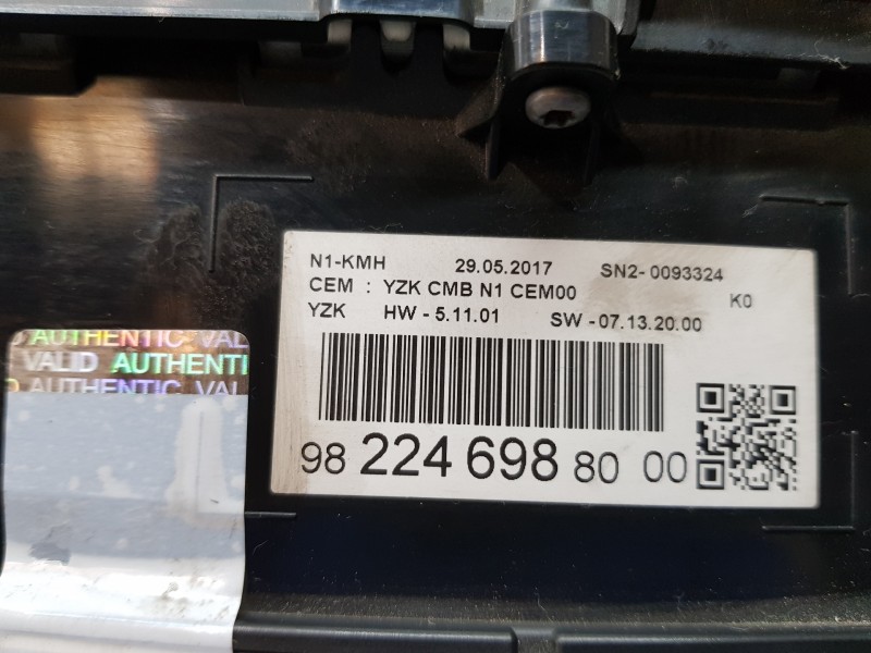 Recambio de cuadro instrumentos para peugeot expert furgón pro bluehdi referencia OEM IAM 9822469880   Recambio de cuadro instrumentos para peugeot expert furgón pro bluehdi referencia OEM IAM 9822469880