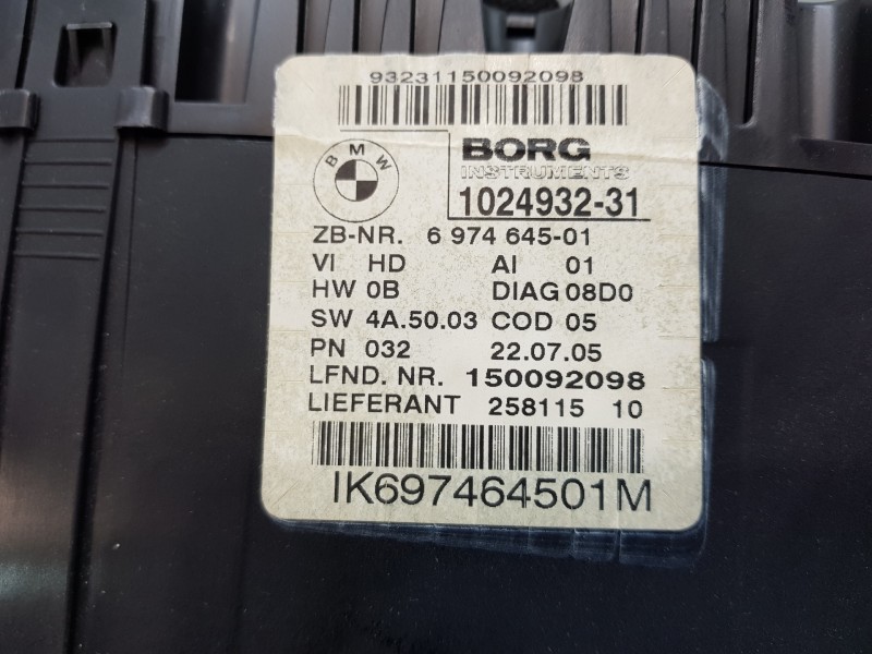 Recambio de cuadro instrumentos para bmw serie 1 berlina (e81/e87) 116i referencia OEM IAM 6974645  