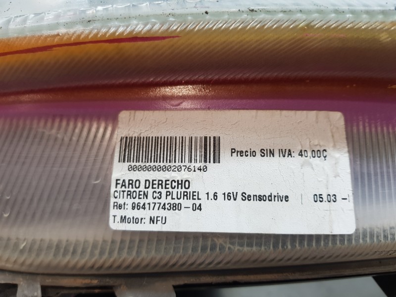 Recambio de faro derecho para citroen c3 pluriel exclusive referencia OEM IAM 6205ZL 9641774380 