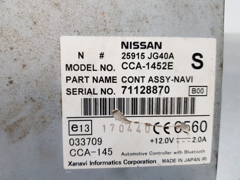 Recambio de sistema navegacion gps para nissan qashqai (j10) acenta referencia OEM IAM 25915JG40A   Recambio de sistema navegacion gps para nissan qashqai (j10) acenta referencia OEM IAM 25915JG40A