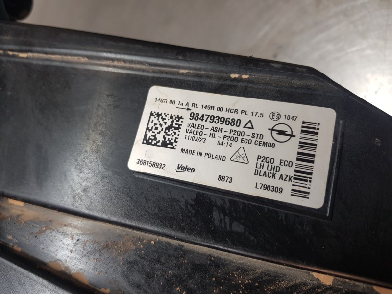 Recambio de faro izquierdo para opel mokka gs line referencia OEM IAM 9847939680 368158932 