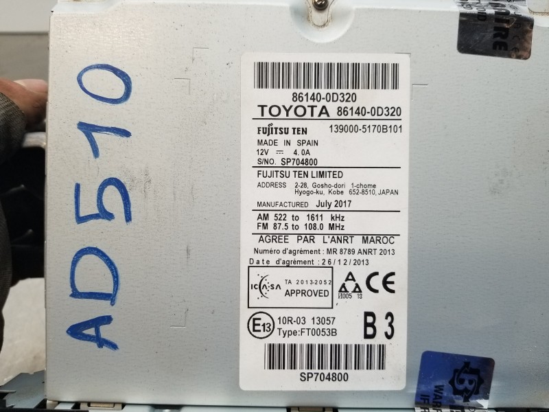 Recambio de pantalla multifuncion para toyota yaris hybrid referencia OEM IAM 861400D320  