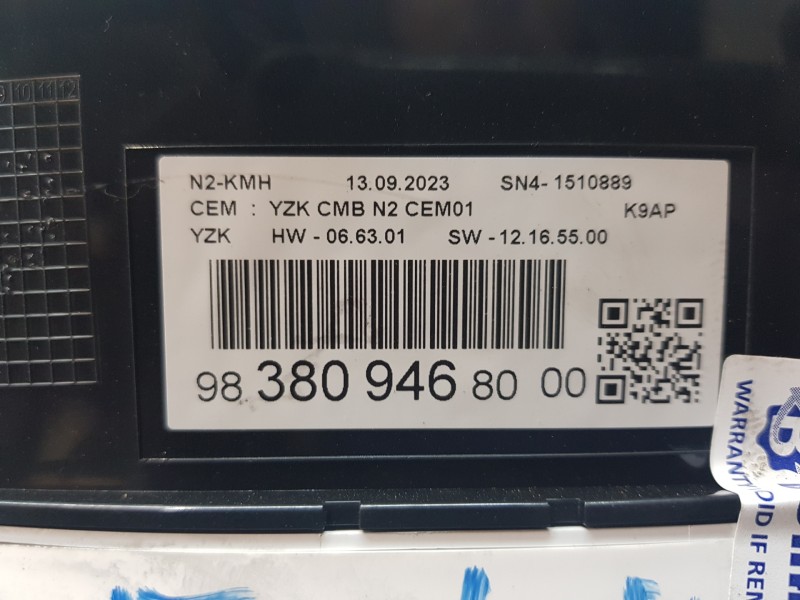 Recambio de cuadro instrumentos para peugeot partner standard 600kg referencia OEM IAM 9838094680  