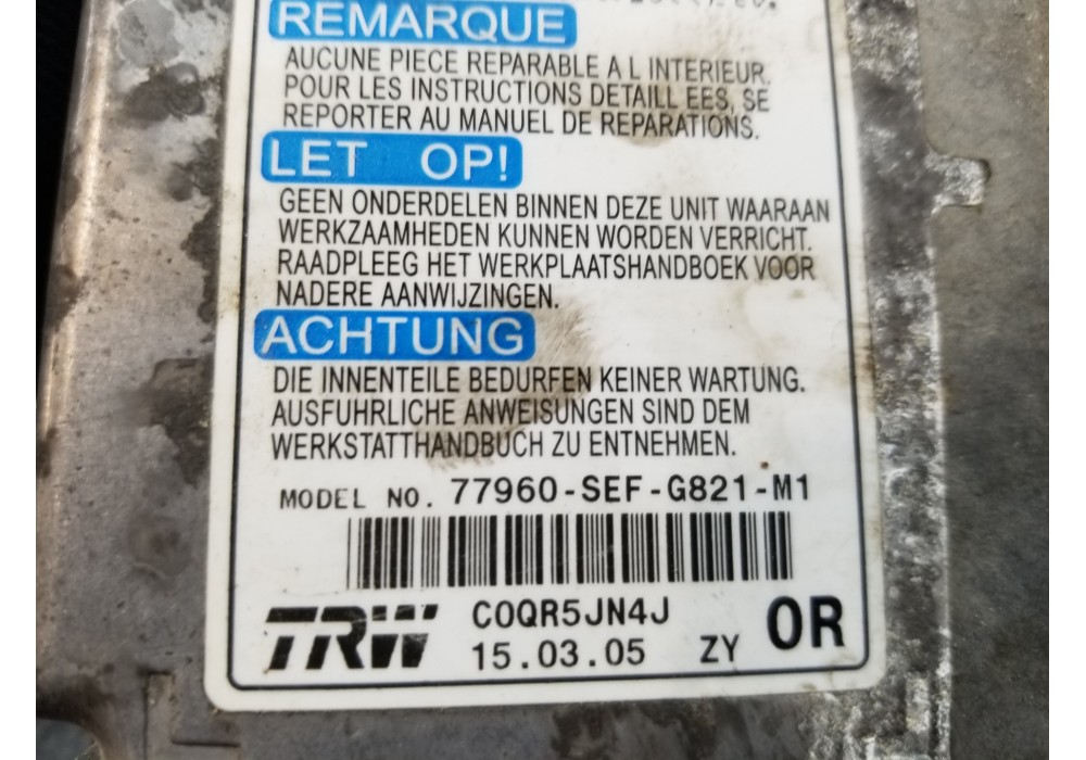 Recambio de centralita airbag para honda accord berlina (cl/cn) i-vtec referencia OEM IAM 77960SEFG821M1  
