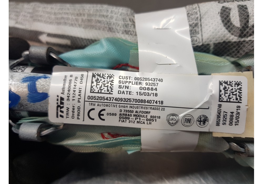Recambio de airbag cortina delantero izquierdo para fiat 500 sport referencia OEM IAM 52230686 00520543740 