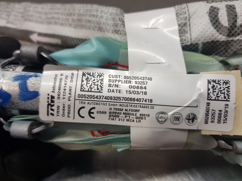 Recambio de airbag cortina delantero izquierdo para fiat 500 sport referencia OEM IAM 52230686 00520543740 