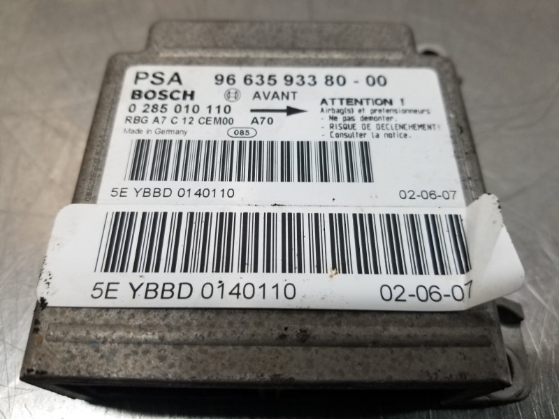 Recambio de centralita airbag para peugeot 207 confort referencia OEM IAM 9663593380 0285010110 