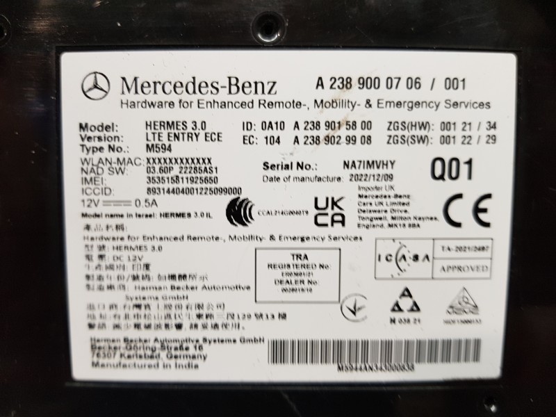 Recambio de modulo electronico para mercedes sprinter iii furgón fwd 311 referencia OEM IAM A2389000706 A2389015800 A2389029908