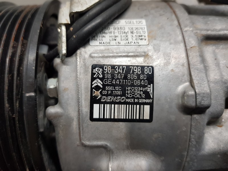 Recambio de compresor aire acondicionado para citroen c3 aircross bluehdi referencia OEM IAM 9834779880 9834780580 