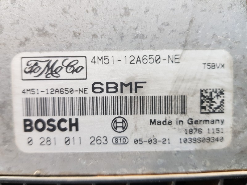 Recambio de centralita motor uce para ford focus berlina (cap) trend referencia OEM IAM 4M5112A650NE 0281011263  Recambio de centralita motor uce para ford focus berlina (cap) trend referencia OEM IAM 4M5112A650NE 0281011263