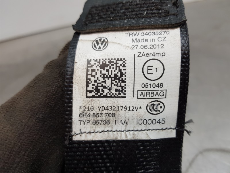 Recambio de cinturon seguridad delantero derecho para volkswagen polo (6r1) advance referencia OEM IAM 6R4857706RAA 6R4857706 